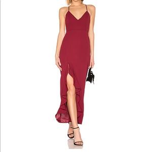 Wine ruffle maxi dress from Revolve